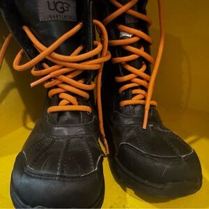 UGG Kids Black Boots with Orange Laces